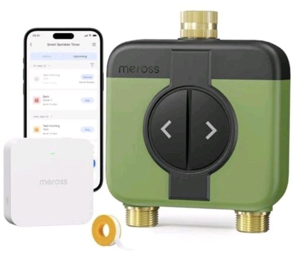Meross Smart Sprinkler Timer Model MST200 Green Black Dust And Waterproof